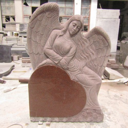 Weeping Angel Granite Headstone Carving