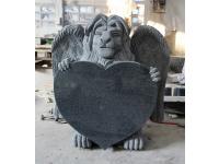 Dark Gray G654 Lion with Wing Carving Granite Memorial